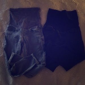 2 pair of maternity pants grey & black